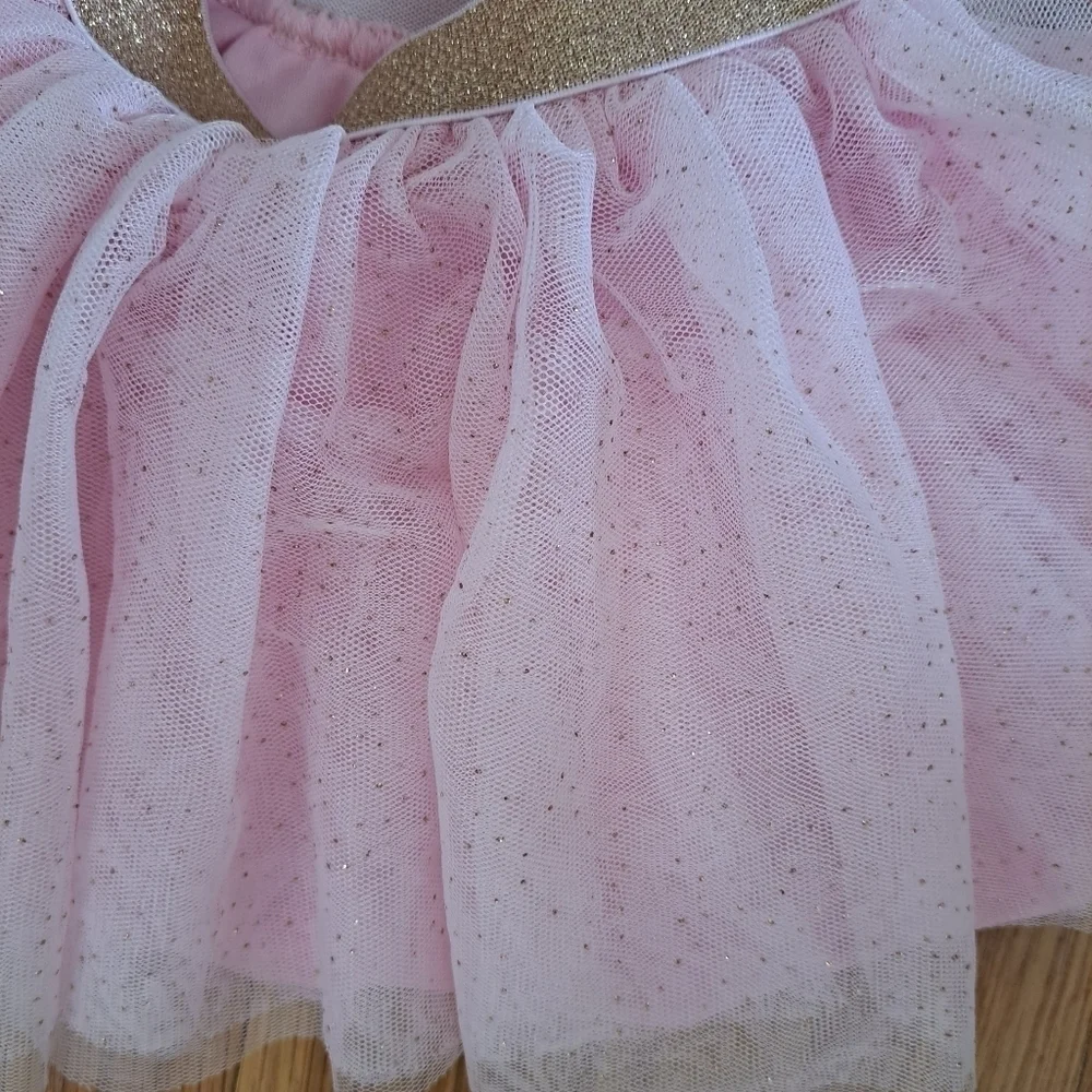Kidgets Pink Tutu Skirt Baby Girl Size 12 Months Pink and Gold Frilly Barbie - Picture 5 of 7